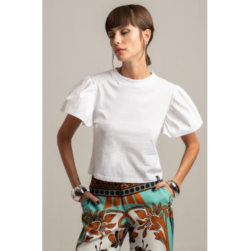 PEACE AND CHAOS FRILL T-SHIRT-Cotton